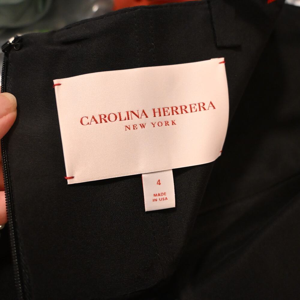 NWT: Carolina Herrera Embellished Pleated Silk-Faille Midi Dress - Picture 8 of 14